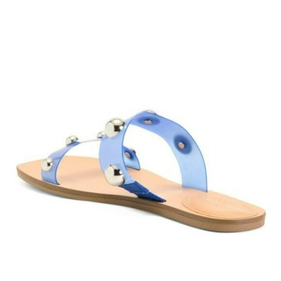 NWT Marc Fisher Frosted Lucite Stud Embellished Slide-on Sandals - Picture 3 of 6